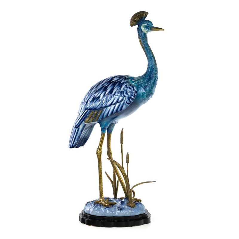 Статуэтка Crane Figurine Белый Синий Бронза Статуэтка Crane Figurine Белый Синий Бронза в Костроме | Loft Concept