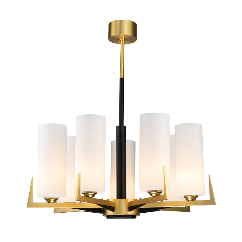 Люстра Benoit Chandelier 75 Латунь Белое матовое стекло Черный Люстра Benoit Chandelier 75 Латунь Белое матовое стекло Черный в Костроме | Loft Concept