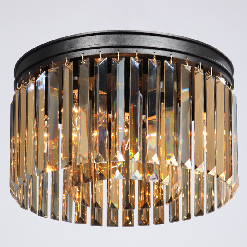 Потолочный светильник ODEON Amber GLASS Prism Round 2-TIER 40 см Черный Потолочный светильник ODEON Amber GLASS Prism Round 2-TIER 40 см Черный в Костроме | Loft Concept
