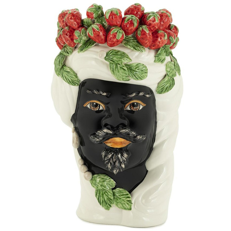 Ваза Vase Strawberries Head Man White Мульти Белый Красный Зеленый Черный Ваза Vase Strawberries Head Man White Мульти Белый Красный Зеленый Черный в Костроме | Loft Concept