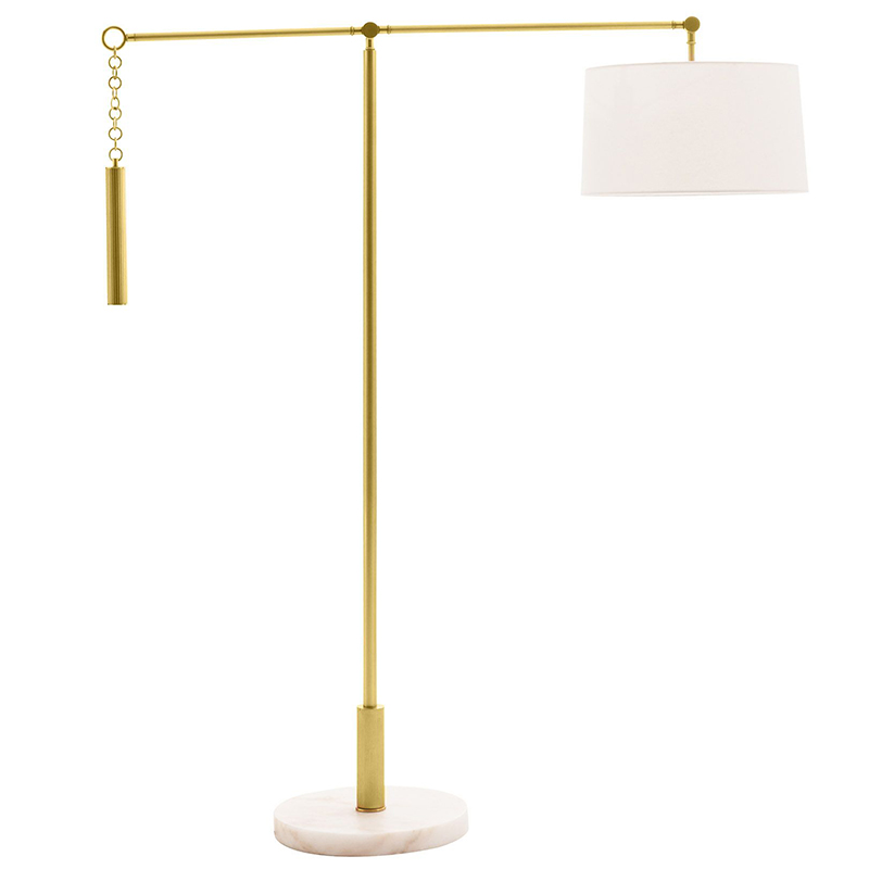 Торшер Arteriors NEWARK FLOOR LAMP Латунь Белый Торшер Arteriors NEWARK FLOOR LAMP Латунь Белый в Костроме | Loft Concept