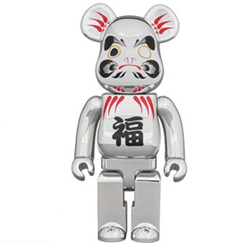 Статуэтка Bearbrick Daruma Silver Серебряный Черный Красный Статуэтка Bearbrick Daruma Silver Серебряный Черный Красный в Костроме | Loft Concept