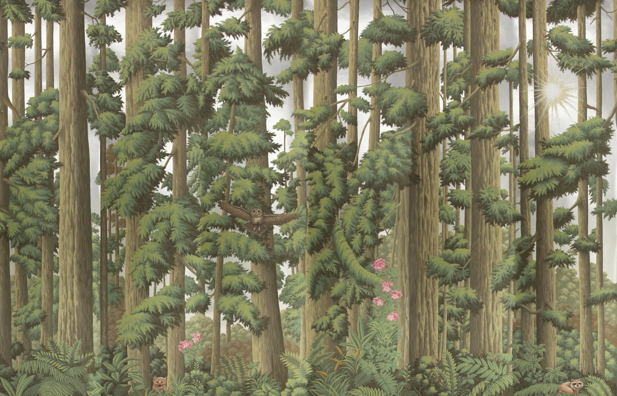 Обои ручная роспись Redwoods Sequoia on Sterling Silver gilded paper Обои ручная роспись Redwoods Sequoia on Sterling Silver gilded paper - постер Loft-Concept в Костроме