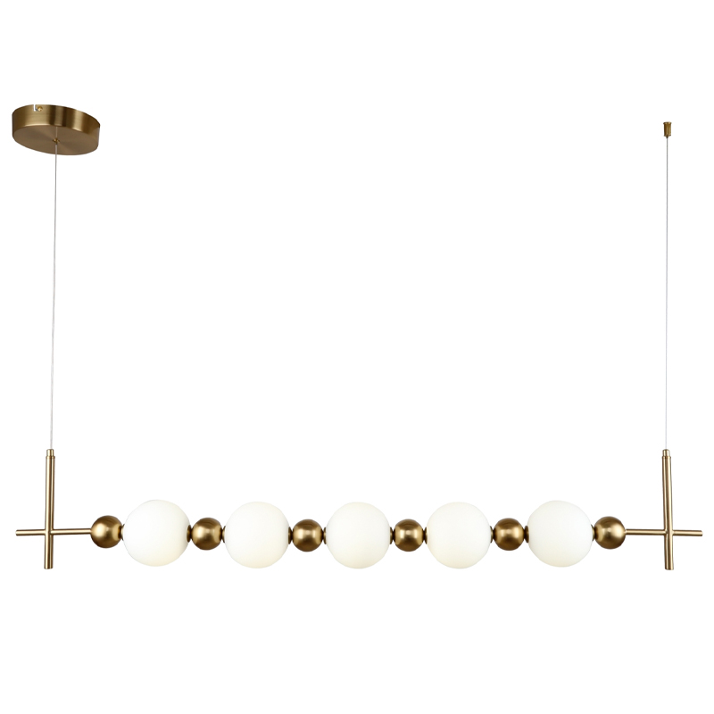 Линейная люстра PEARLS SUSPENSION Белый Латунь Линейная люстра PEARLS SUSPENSION Белый Латунь в Костроме | Loft Concept