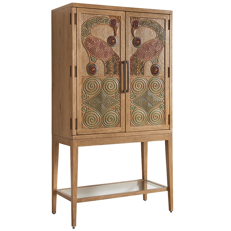 Шкаф CAMEROON BAR CABINET Коричневый Зеленый Красный Прозрачный Шкаф CAMEROON BAR CABINET Коричневый Зеленый Красный Прозрачный в Костроме | Loft Concept