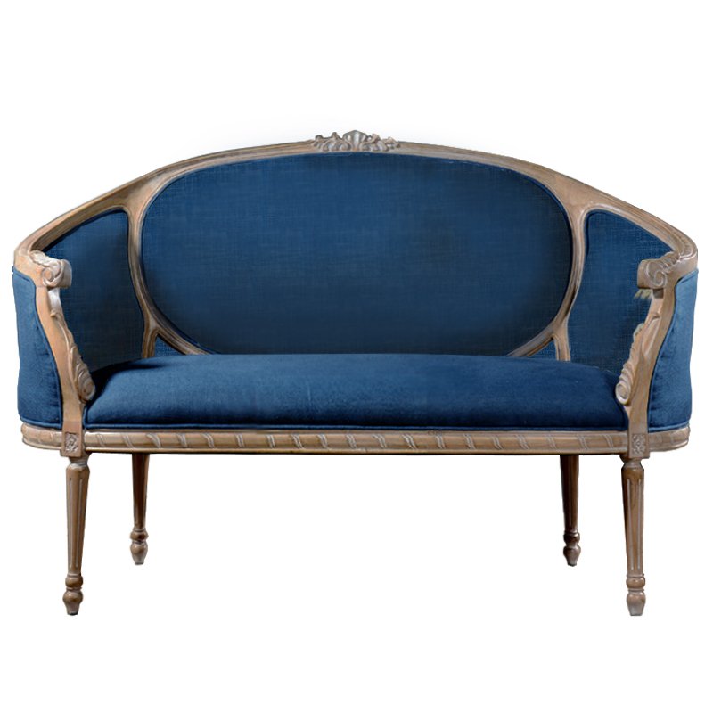 Диван Berjer 2 seat Bench Sofa Синий Дерево Акация Диван Berjer 2 seat Bench Sofa Синий Дерево Акация в Костроме | Loft Concept
