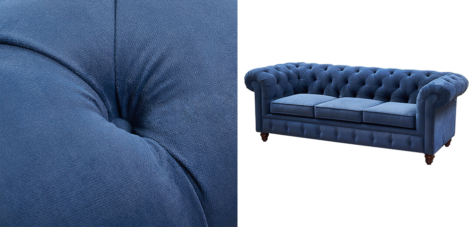 Диван Mini Kensington Sofa triple blue velor Диван Mini Kensington Sofa triple blue velor - Loft-Concept в Костроме