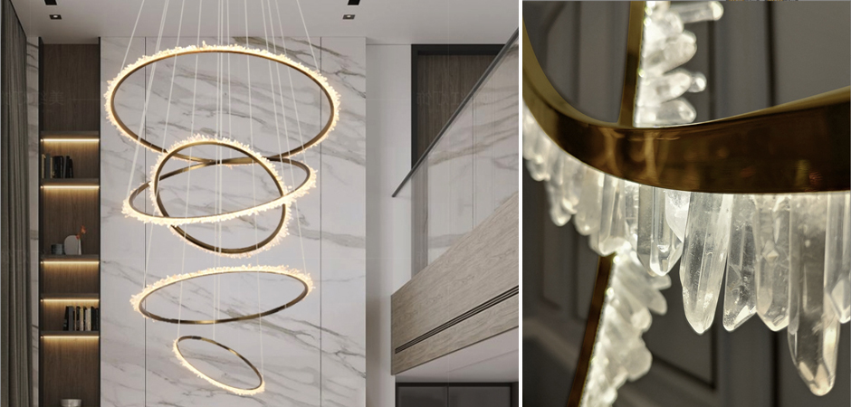 Люстра для высокого потолка Большие Кольца с кристаллами chandelier Large Rings Crystals Люстра для высокого потолка Большие Кольца с кристаллами chandelier Large Rings Crystals - Loft-Concept в Костроме