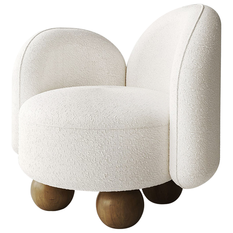 Кресло White Wooden Balls Белый Коричневый Кресло White Wooden Balls Белый Коричневый в Костроме | Loft Concept