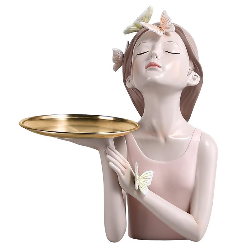 Статуэтка Butterfly Girl Tray Бежевый Золотой Розовый пастельный Статуэтка Butterfly Girl Tray Бежевый Золотой Розовый пастельный в Костроме | Loft Concept