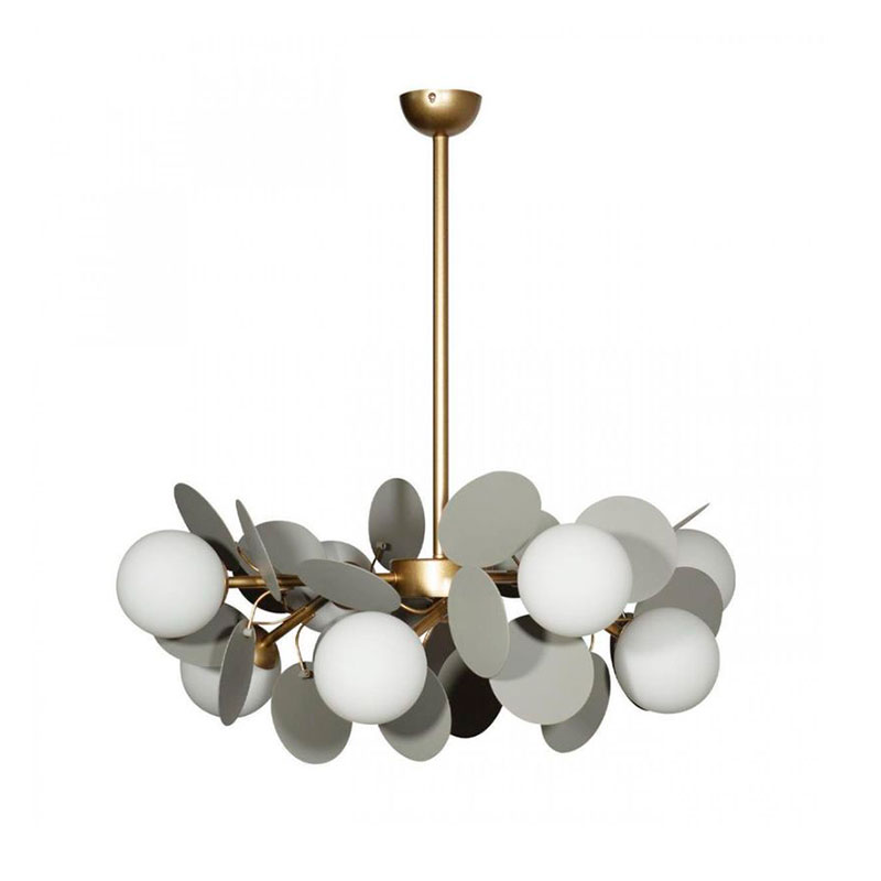 Люстра MATISSE Chandelier Gray 8 ламп Серый Золотой Белый Люстра MATISSE Chandelier Gray 8 ламп Серый Золотой Белый в Костроме | Loft Concept