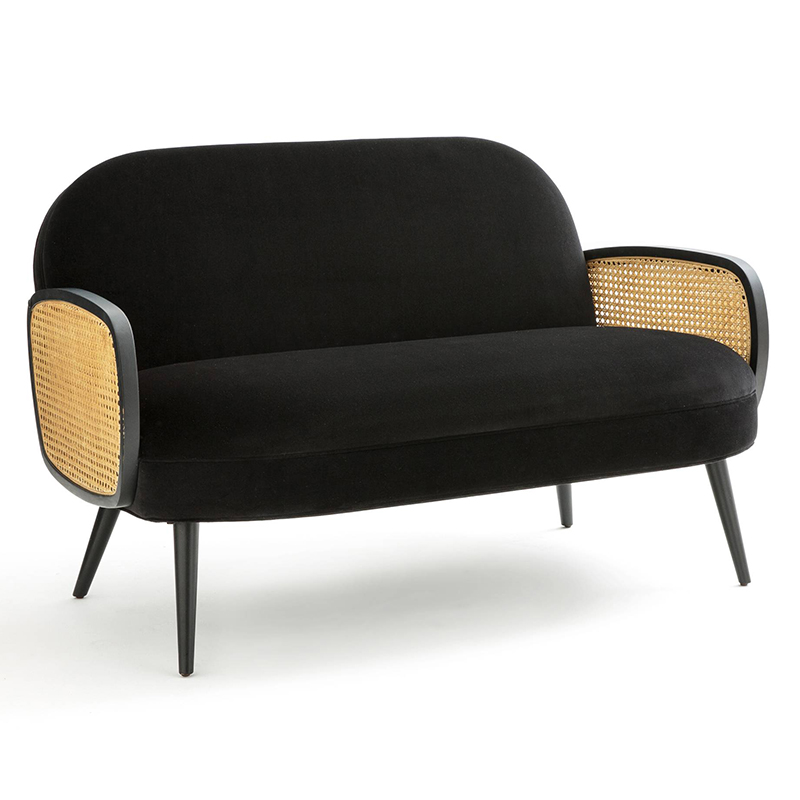 Диван Morten Wicker Black Sofa Черный Черный Диван Morten Wicker Black Sofa Черный Черный в Костроме | Loft Concept