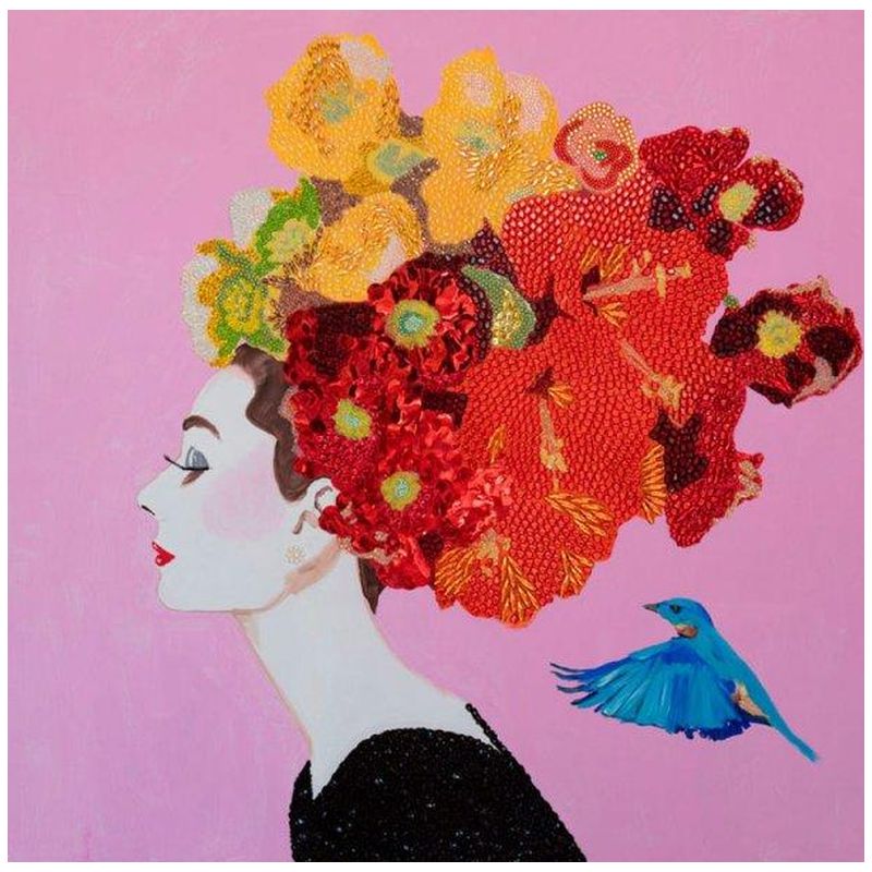 Картина Audrey with Flower Bouquet Headdress, Blue Bird, and Pink Background Мульти Картина Audrey with Flower Bouquet Headdress, Blue Bird, and Pink Background Мульти в Костроме | Loft Concept