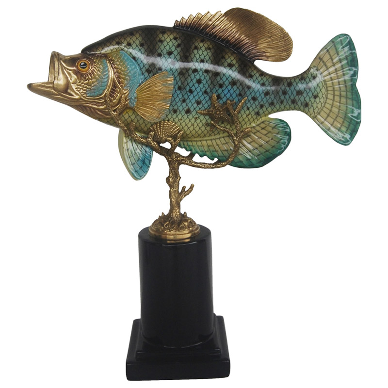 Статуэтка Fish on stand Бронза Морская синь Серо-голубой Статуэтка Fish on stand Бронза Морская синь Серо-голубой в Костроме | Loft Concept