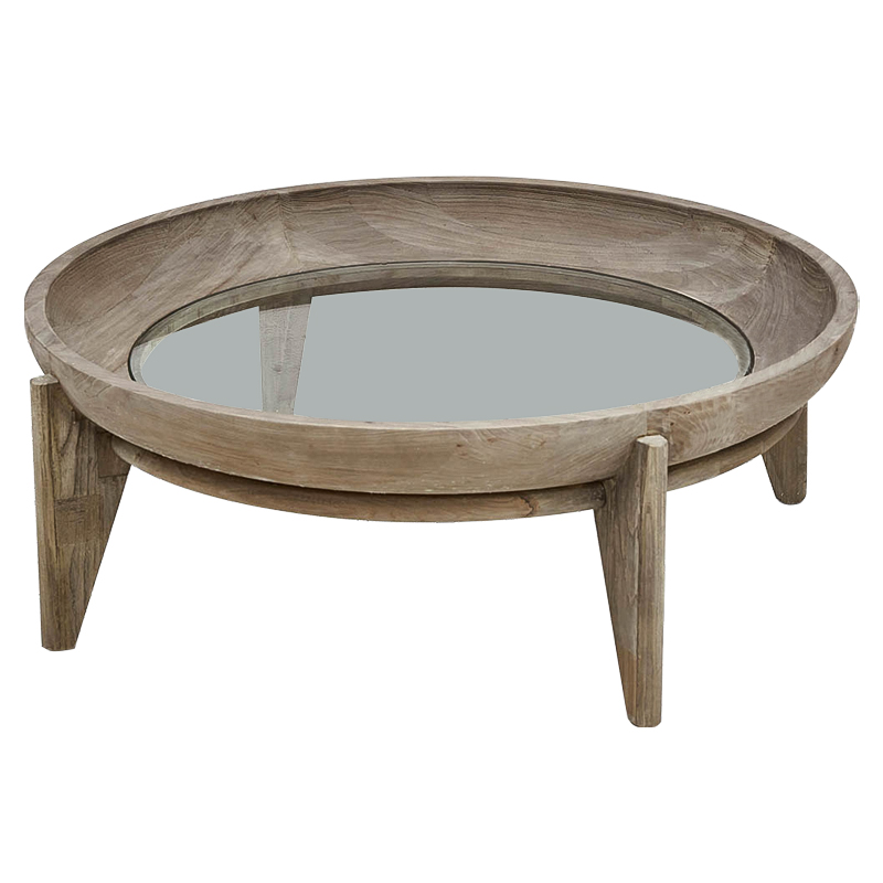 Круглый кофейный стол Imran Round Coffee Table Древесина Прозрачное Стекло Круглый кофейный стол Imran Round Coffee Table Древесина Прозрачное Стекло в Костроме | Loft Concept