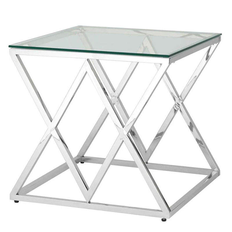 Стол приставной Geometry Rhombus Silver Серебряный Прозрачное Стекло Стол приставной Geometry Rhombus Silver Серебряный Прозрачное Стекло в Костроме | Loft Concept