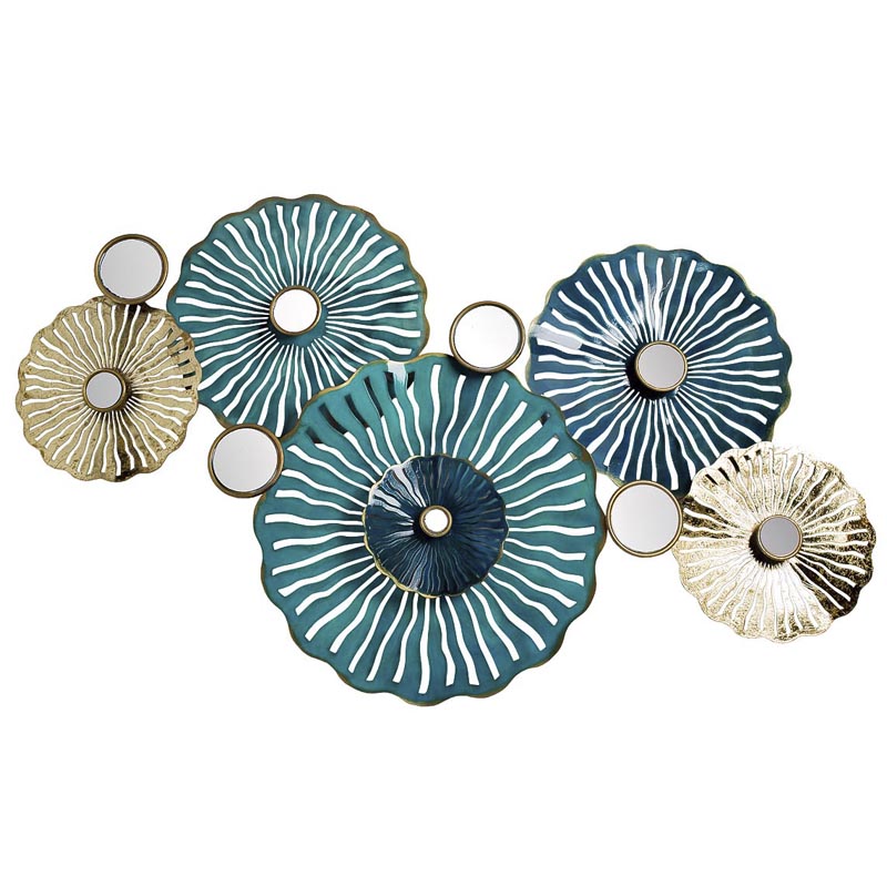 Арт-объект Flower Disk with Mirrored Middle Золотой Синий Арт-объект Flower Disk with Mirrored Middle Золотой Синий в Костроме | Loft Concept