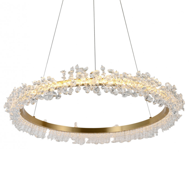 Crystal round chandelier Светильник Кольцо из Хрусталя Прозрачный Латунь Crystal round chandelier Светильник Кольцо из Хрусталя Прозрачный Латунь в Костроме | Loft Concept