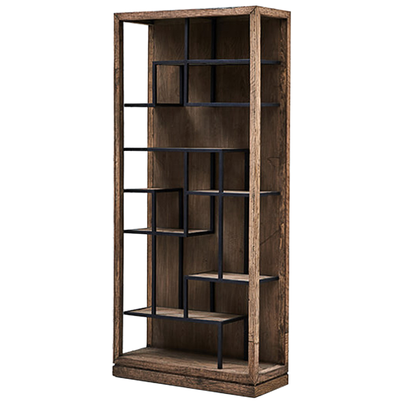 Стеллаж деревянный в стиле Лофт Geometric Loft Rack Черный Коричневый Стеллаж деревянный в стиле Лофт Geometric Loft Rack Черный Коричневый в Костроме | Loft Concept