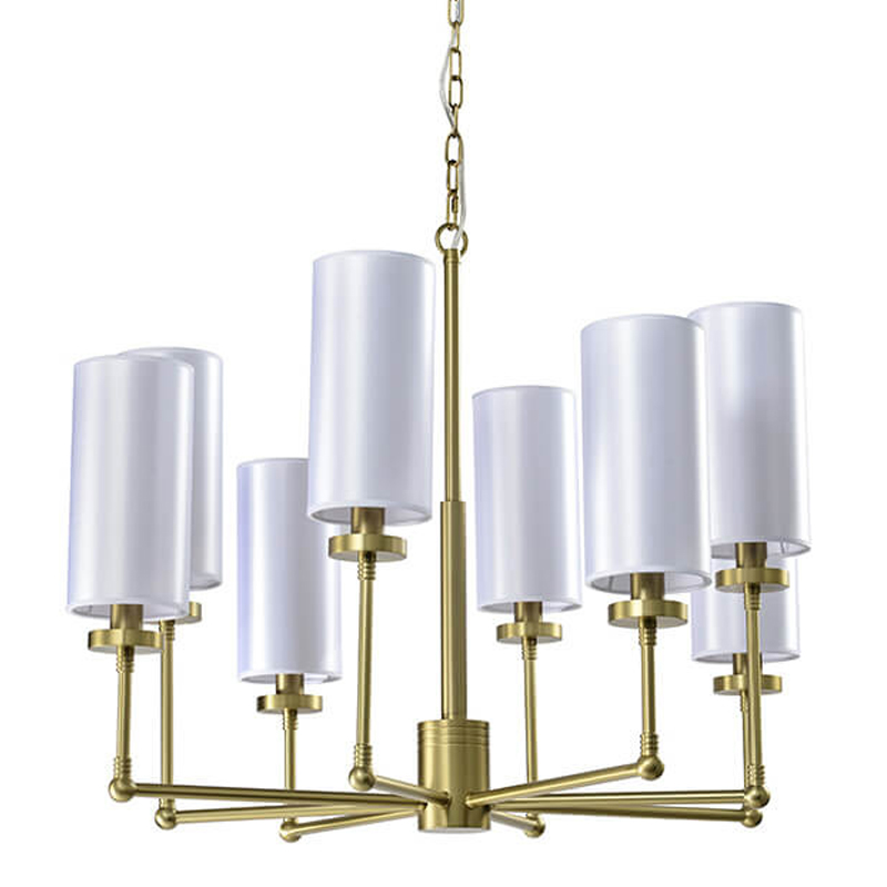 Люстра Fabric Lampshade Brass 8 Белый Матовая латунь Люстра Fabric Lampshade Brass 8 Белый Матовая латунь в Костроме | Loft Concept