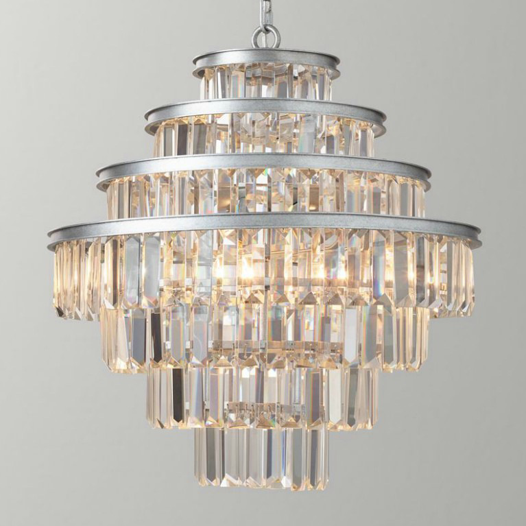 Люстра Alaine Crystal Large Pendant Silver Серебряный Прозрачное Стекло Люстра Alaine Crystal Large Pendant Silver Серебряный Прозрачное Стекло в Костроме | Loft Concept