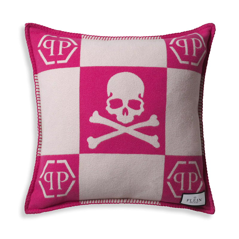 Подушка Philipp Plein Cushion Cashmere Skull 45 x 45 Pink Розовый Белый Подушка Philipp Plein Cushion Cashmere Skull 45 x 45 Pink Розовый Белый в Костроме | Loft Concept