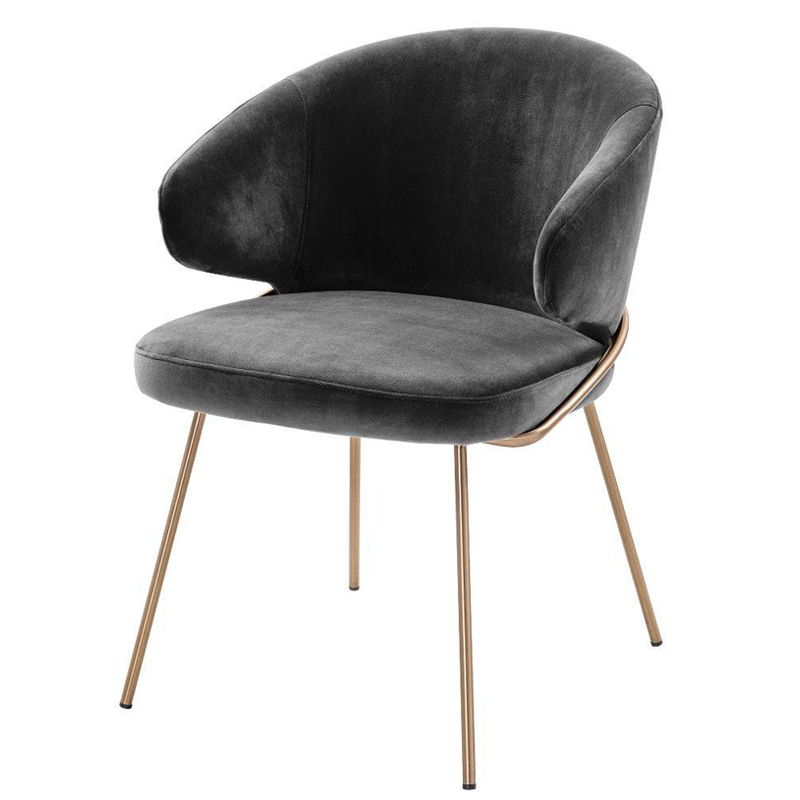 Стул Eichholtz Dining Chair Kinley dark grey Серый Латунь Стул Eichholtz Dining Chair Kinley dark grey Серый Латунь в Костроме | Loft Concept