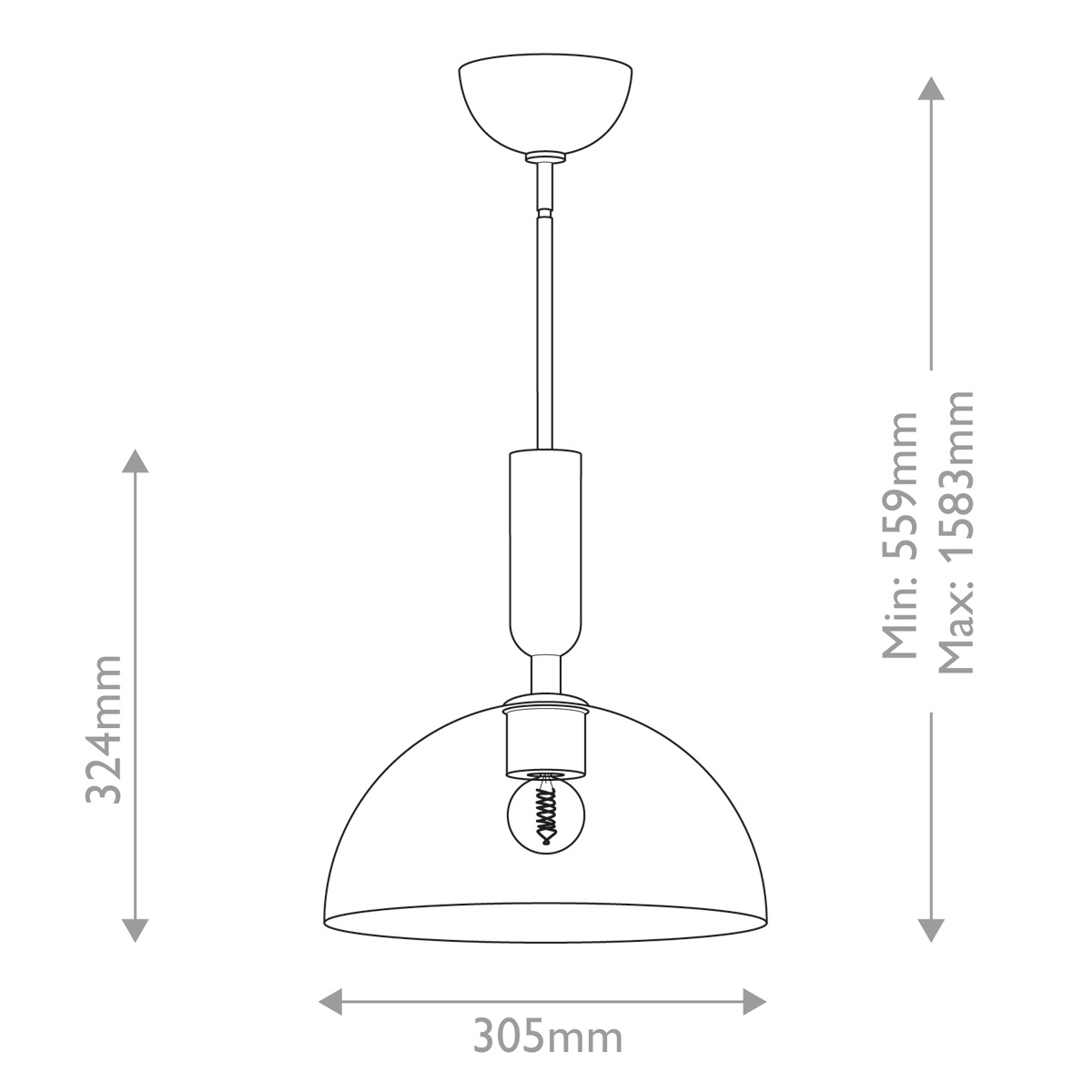 Подвесной светильник с прозрачным полусферическим стеклянным плафоном Alora Mood  в Костроме