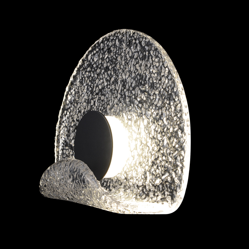 Бра из текстурированного прозрачного стекла с изогнутым краем Textured Glass Черный Прозрачное Стекло Бра из текстурированного прозрачного стекла с изогнутым краем Textured Glass Черный Прозрачное Стекло в Костроме | Loft Concept