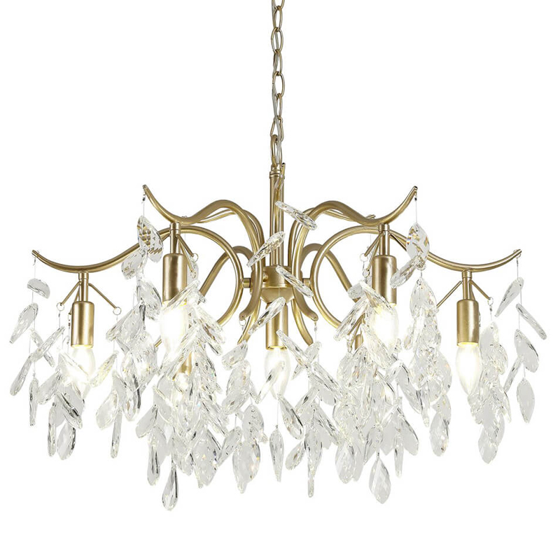 Люстра Hanging Crystal Leaves Chandelier 71 матовое золото Прозрачный (Transparent) Люстра Hanging Crystal Leaves Chandelier 71 матовое золото Прозрачный (Transparent) в Костроме | Loft Concept