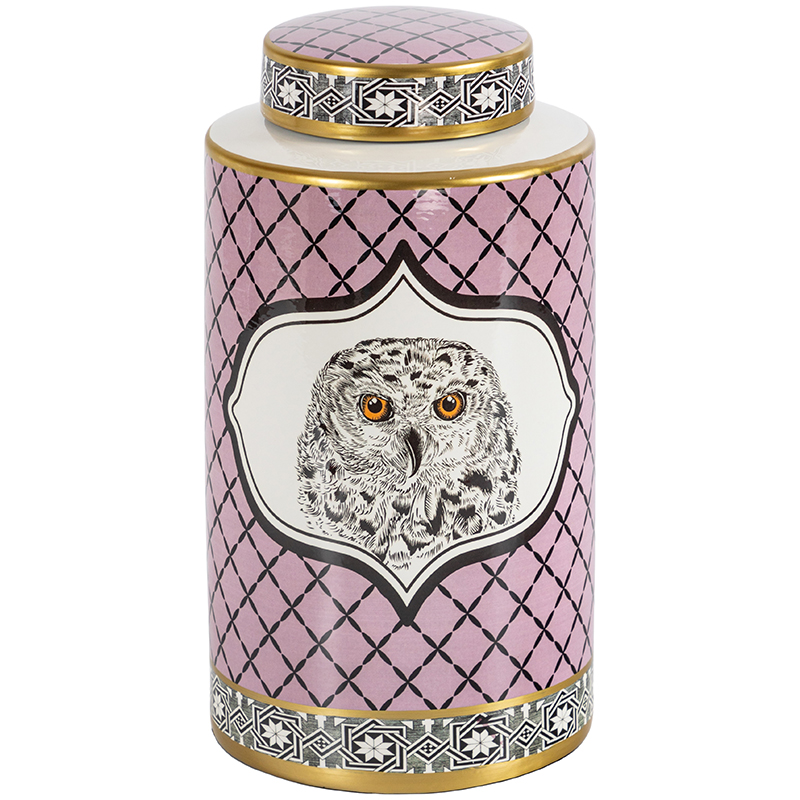 Ваза с крышкой Owl Collection Pink Vase Золотой Розовый Черно-белый Ваза с крышкой Owl Collection Pink Vase Золотой Розовый Черно-белый в Костроме | Loft Concept
