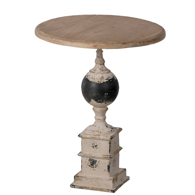 Приставной стол Pedestal Table Черный Белый винтажная патина Древесина Приставной стол Pedestal Table Черный Белый винтажная патина Древесина в Костроме | Loft Concept