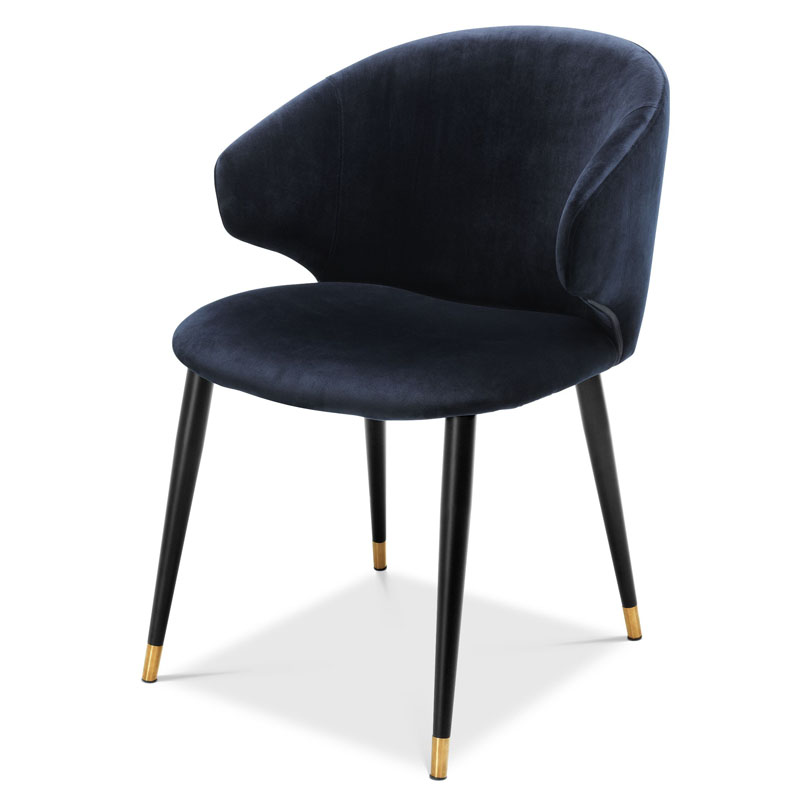 Стул Eichholtz DINING CHAIR VOLANTE blue Темно-синий Черный Золотой Стул Eichholtz DINING CHAIR VOLANTE blue Темно-синий Черный Золотой в Костроме | Loft Concept