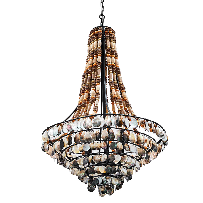 Люстра Murty Nacre Chandelier Черный Бежевый Коричневый Перламутровый Люстра Murty Nacre Chandelier Черный Бежевый Коричневый Перламутровый в Костроме | Loft Concept