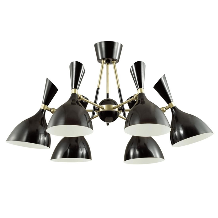 Потолочный светильник Duke Chandelier 6 black Черный матовое золото Потолочный светильник Duke Chandelier 6 black Черный матовое золото в Костроме | Loft Concept
