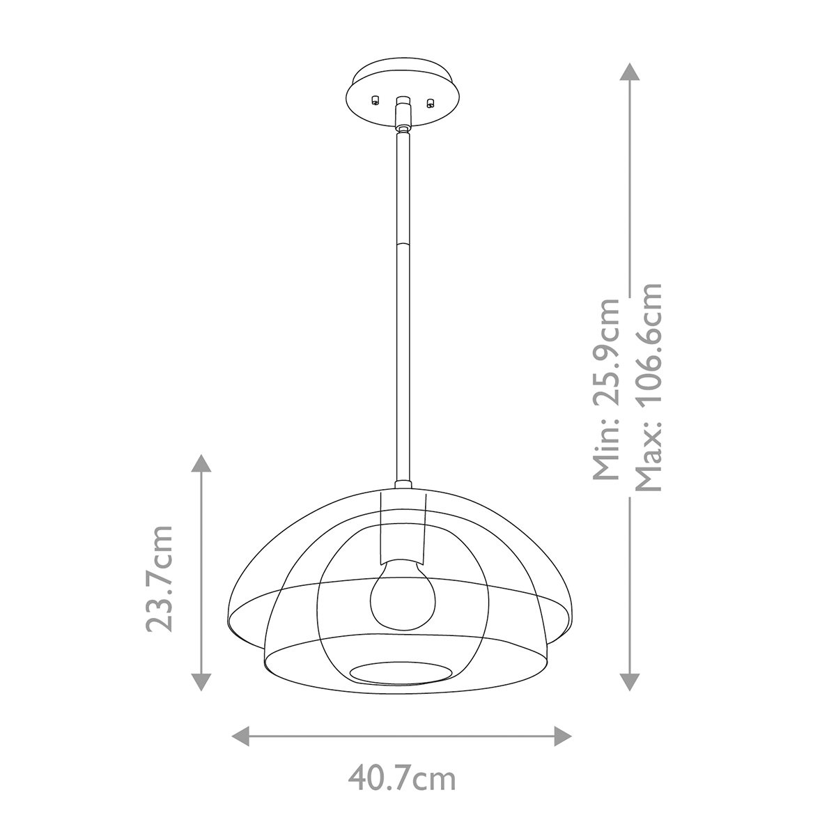 Подвесной светильник с прозрачным двойным стеклянным плафоном в форме купола и внутренней сферой Hinkley в Костроме