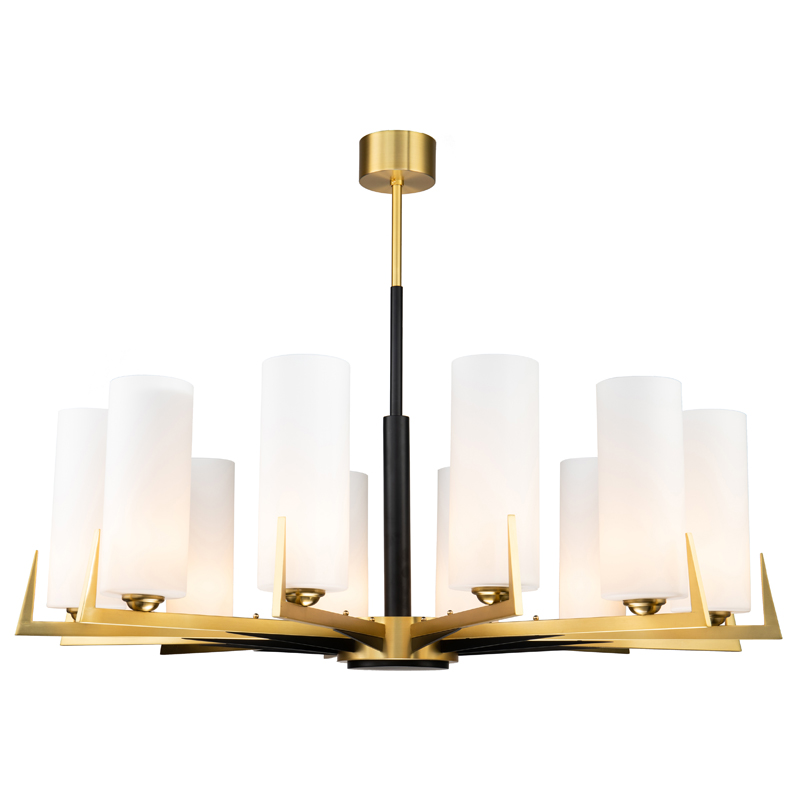 Люстра Benoit Chandelier 110 Латунь Белое матовое стекло Черный в Костроме | Loft Concept 