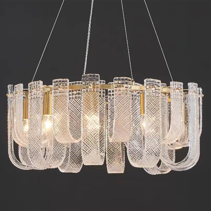 Люстра Prudence Textured Glass Chandelier Золотой Прозрачное Стекло Люстра Prudence Textured Glass Chandelier Золотой Прозрачное Стекло в Костроме | Loft Concept