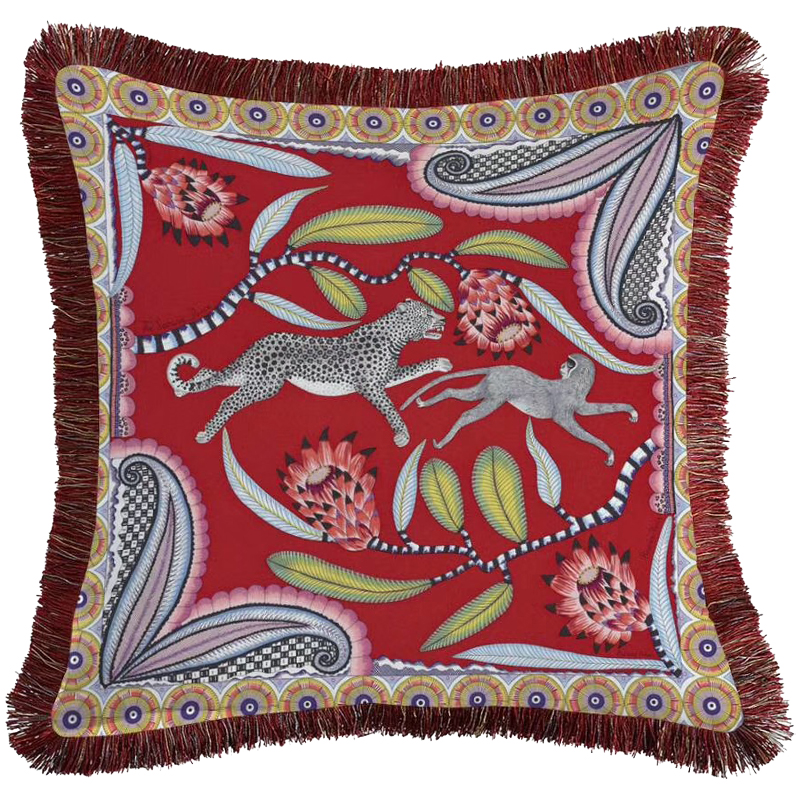 Декоративная подушка Jungle Red 169 Красный Мульти Декоративная подушка Jungle Red 169 Красный Мульти в Костроме | Loft Concept