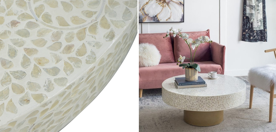 Стол Кофейный Bone Inlay с мозаичным рисунком из раковин устриц Стол Кофейный Bone Inlay с мозаичным рисунком из раковин устриц - Loft-Concept в Костроме