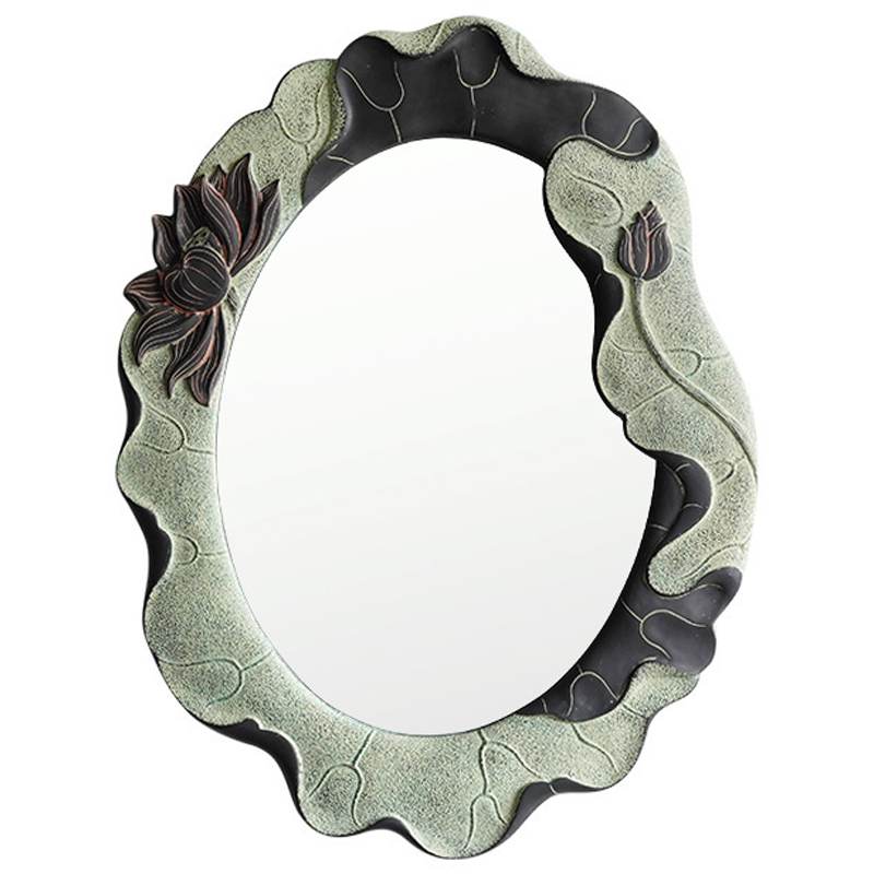 Зеркало Mirror Lotus Flowers oval Графит Зеленый шалфей Зеркало Mirror Lotus Flowers oval Графит Зеленый шалфей в Костроме | Loft Concept