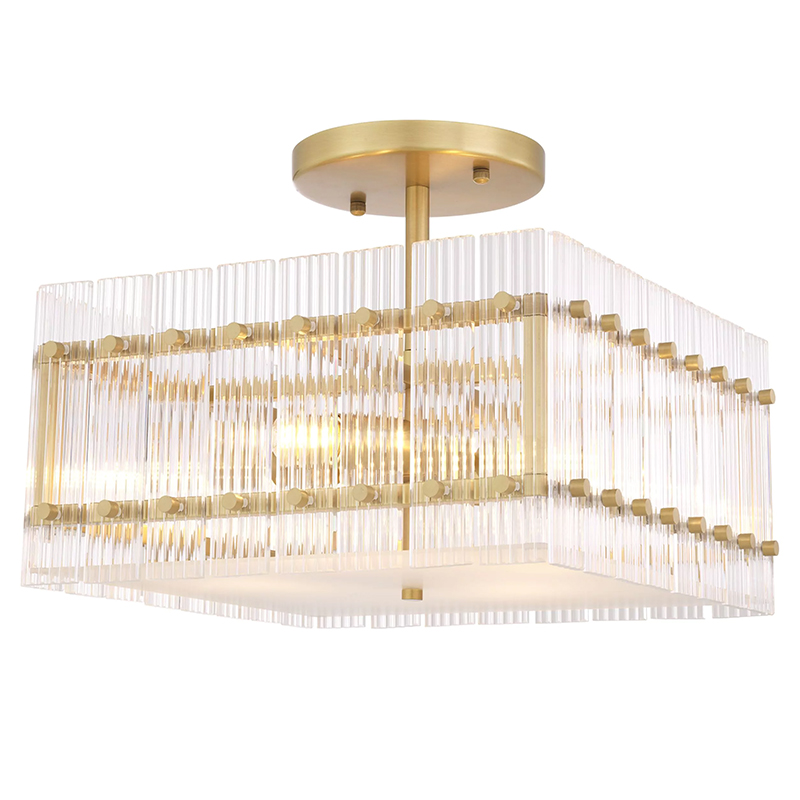 Потолочный светильник Eichholtz Ceiling Lamp Ruby Square Прозрачное Стекло Латунь Потолочный светильник Eichholtz Ceiling Lamp Ruby Square Прозрачное Стекло Латунь в Костроме | Loft Concept