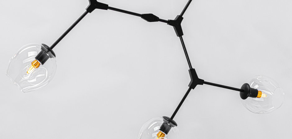 Люстра Сrumpled Glass Bubble Chandelier Black 6 плафонов Люстра Сrumpled Glass Bubble Chandelier Black 6 плафонов - Loft-Concept в Костроме