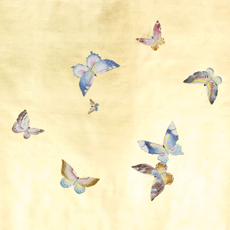 Обои ручная роспись Butterflies Special Colourway on Deep Rich Gold gilded paper Обои ручная роспись Butterflies Special Colourway on Deep Rich Gold gilded paper в Костроме | Loft Concept