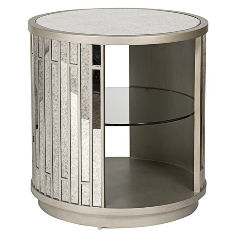 Тумба круглая Mirror Blocks Nightstand Черный Серебряный Тумба круглая Mirror Blocks Nightstand Черный Серебряный в Костроме | Loft Concept