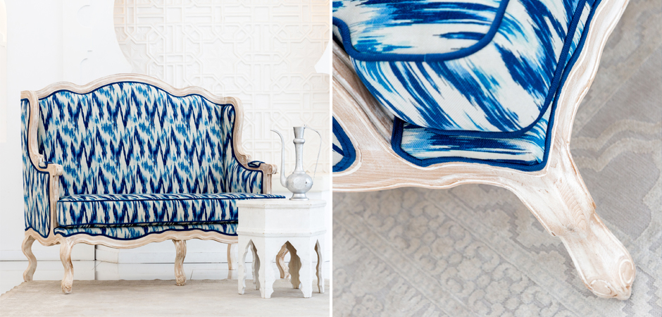 Двухместный диван с голубым узором Ikat Pattern Двухместный диван с голубым узором Ikat Pattern - Loft-Concept в Костроме