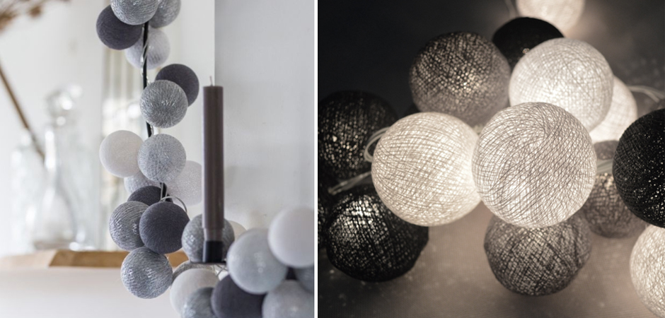 Гирлянда хлопковые фонарики Сotton Ball Silver Mix - Loft-Concept в Костроме