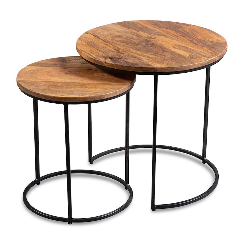 Комплект приставных столов Stafford Table lighter Черный Коричневый Комплект приставных столов Stafford Table lighter Черный Коричневый в Костроме | Loft Concept