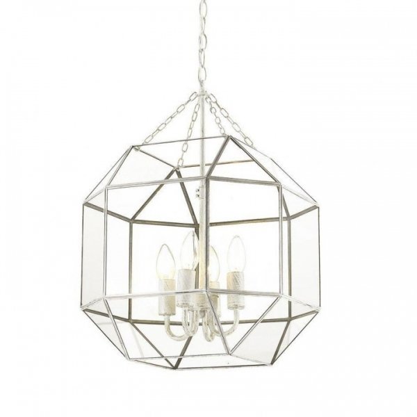 Подвесной светильник Glass & Metal Cage Pendant White 4 Белый Подвесной светильник Glass & Metal Cage Pendant White 4 Белый в Костроме | Loft Concept