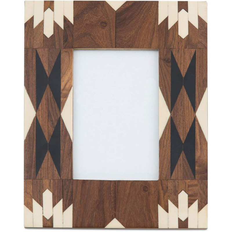 Фоторамка кость Brown Indian Wood Bone Inlay photo frame Бежевый Коричневый Фоторамка кость Brown Indian Wood Bone Inlay photo frame Бежевый Коричневый в Костроме | Loft Concept